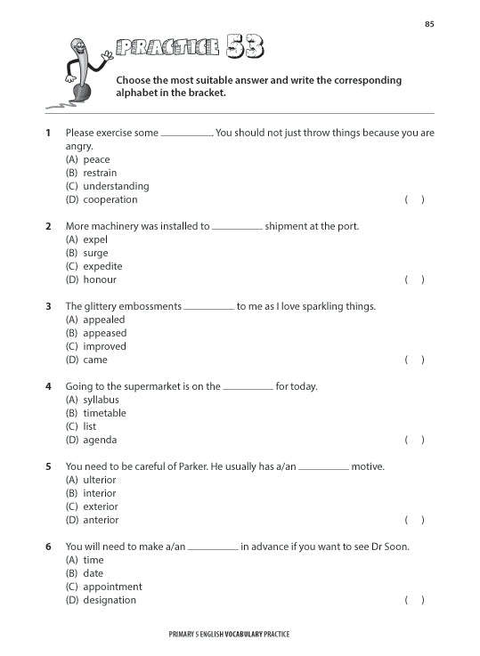 Primary 5 English Vocabulary Practice
