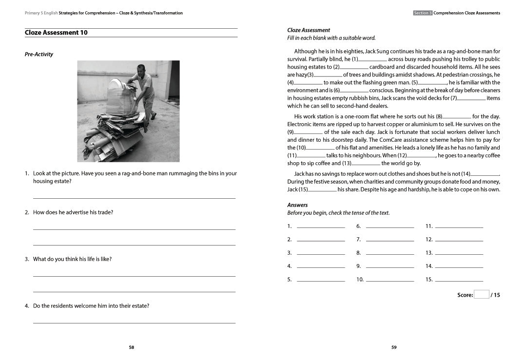 Primary 5 English: Strategies for Comprehension Cloze & Synthesis/Transformation