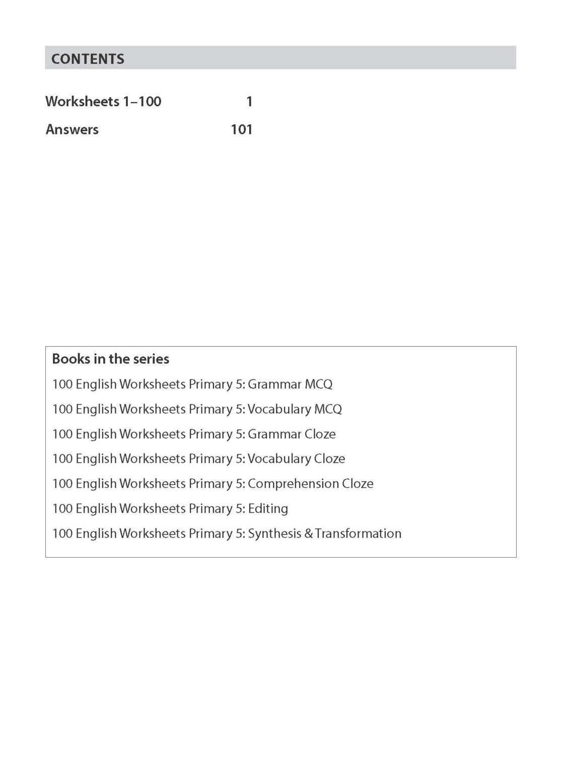 100 English Worksheets Primary 5: Synthesis and Transformation