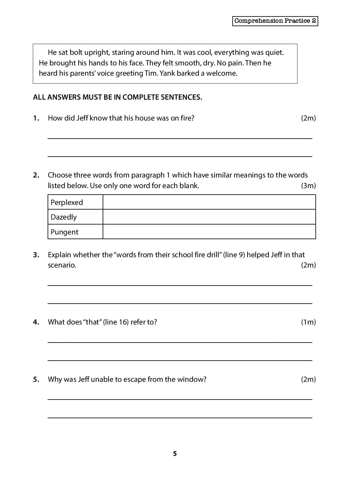 Primary 6 English Comprehension Practice