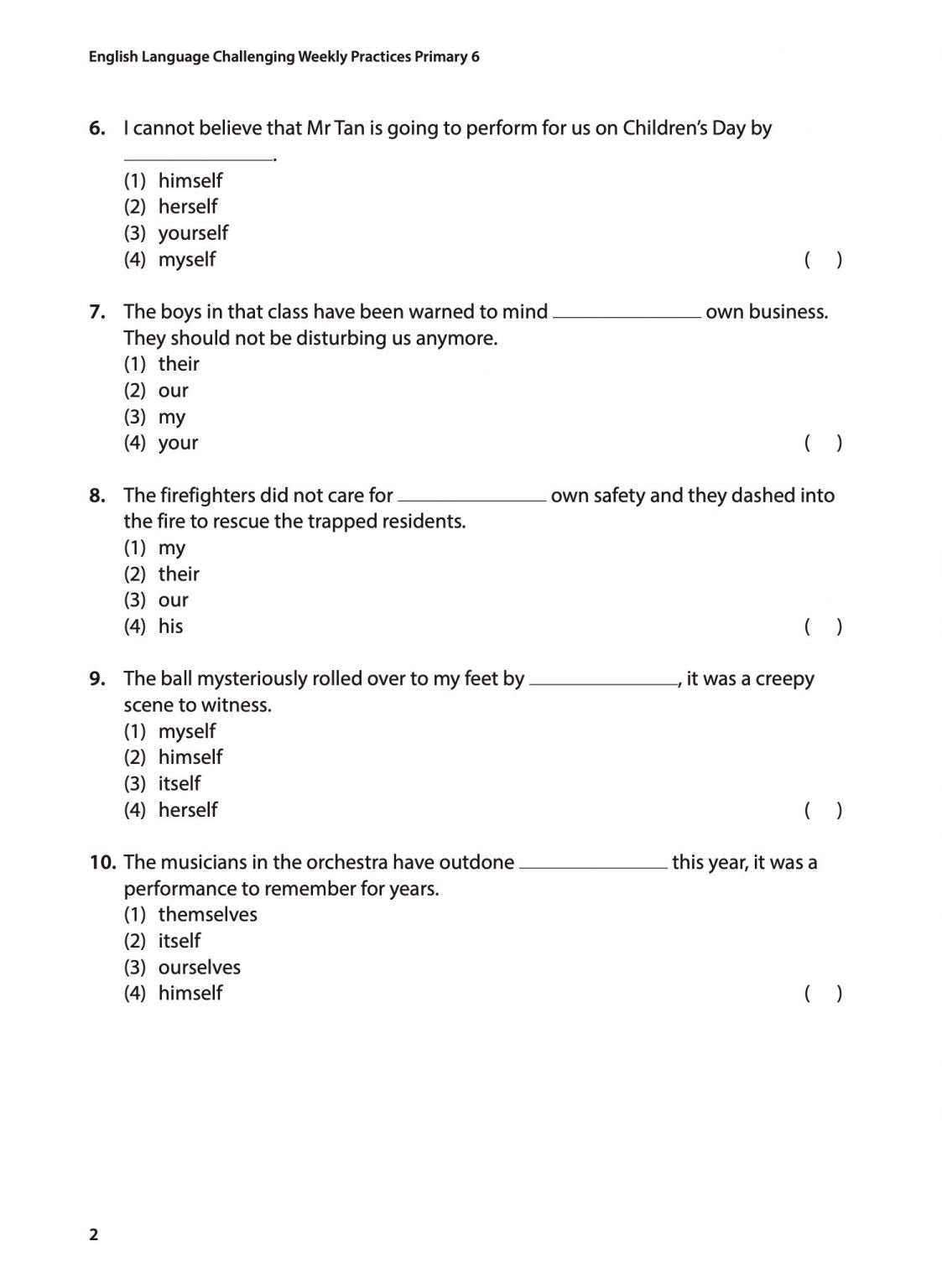 English Language Challenging Weekly Practices Primary 6
