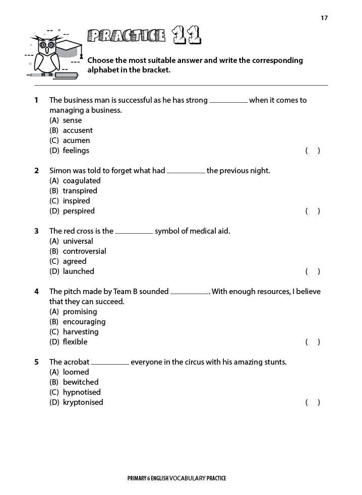 Primary 6 English Vocabulary Practice