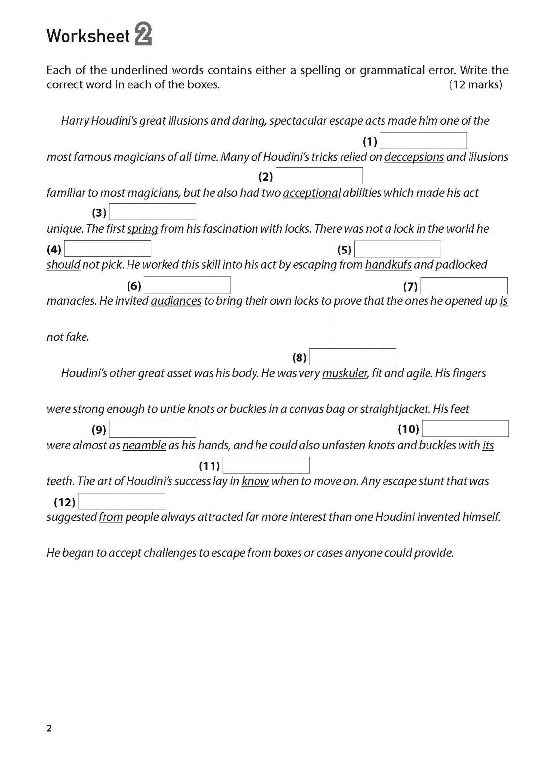 100 English Worksheets Primary 5 & 6 Editing