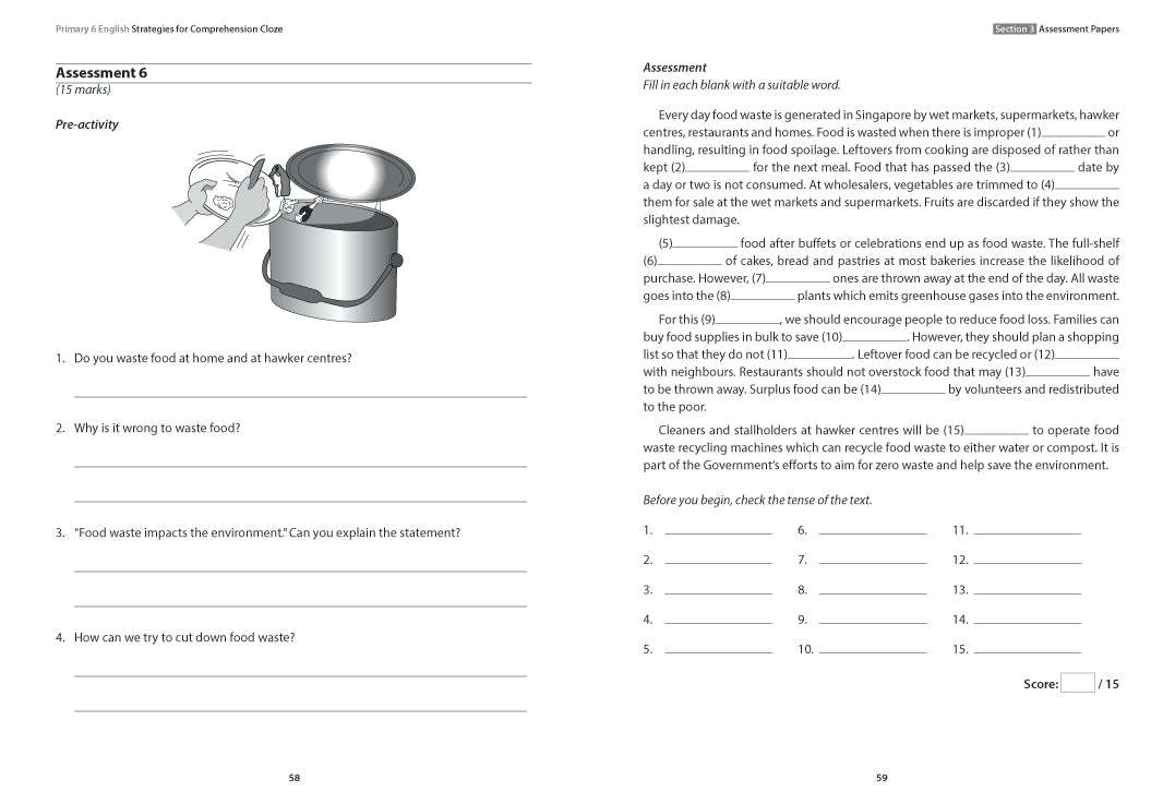 Primary 6 English: Strategies for Comprehension Cloze