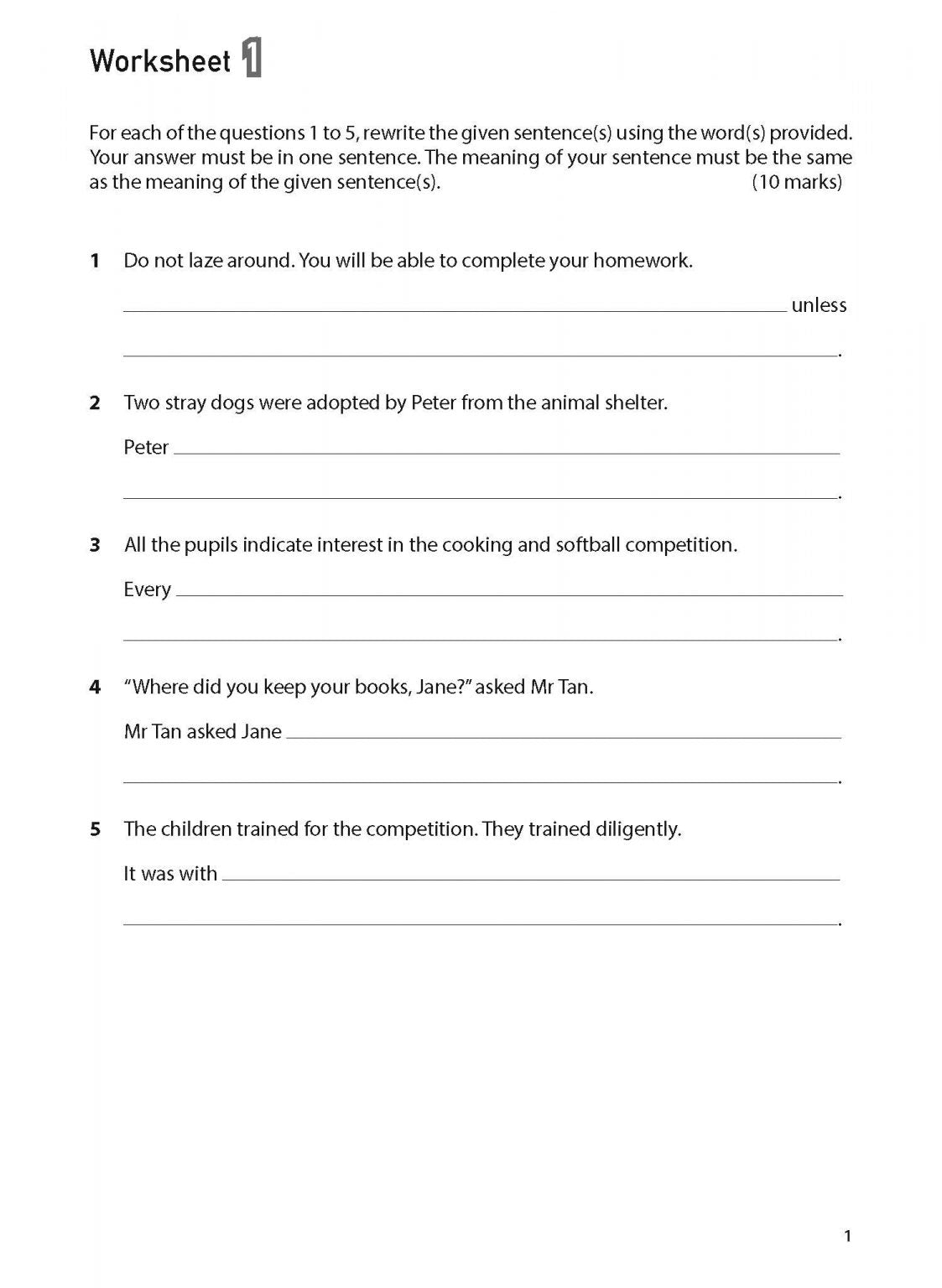 100 English Worksheets Primary 5 & 6: Synthesis and Transformation