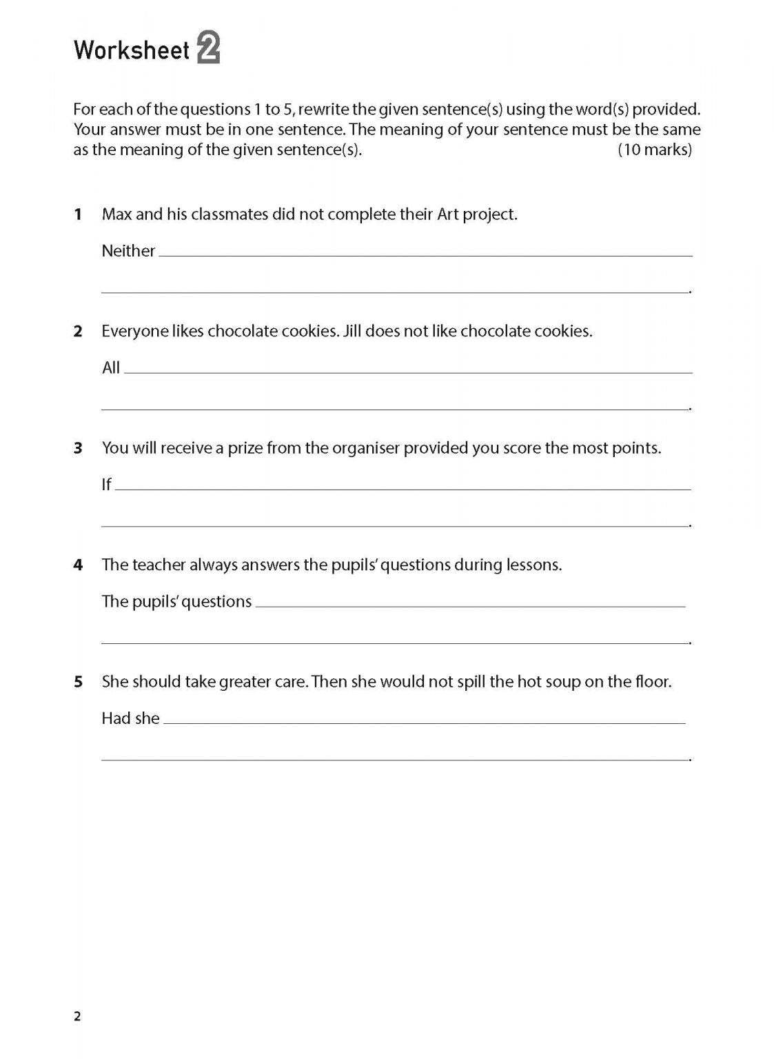 100 English Worksheets Primary 5 & 6: Synthesis and Transformation