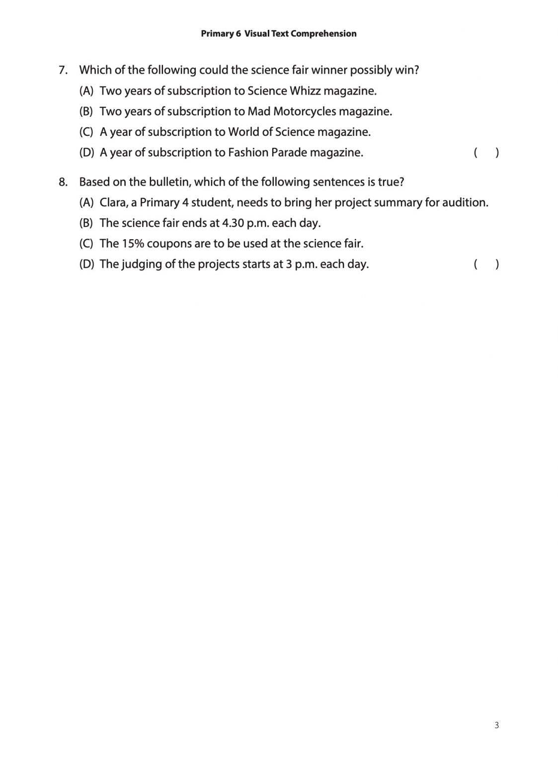 Primary 6 Visual Text Comprehension