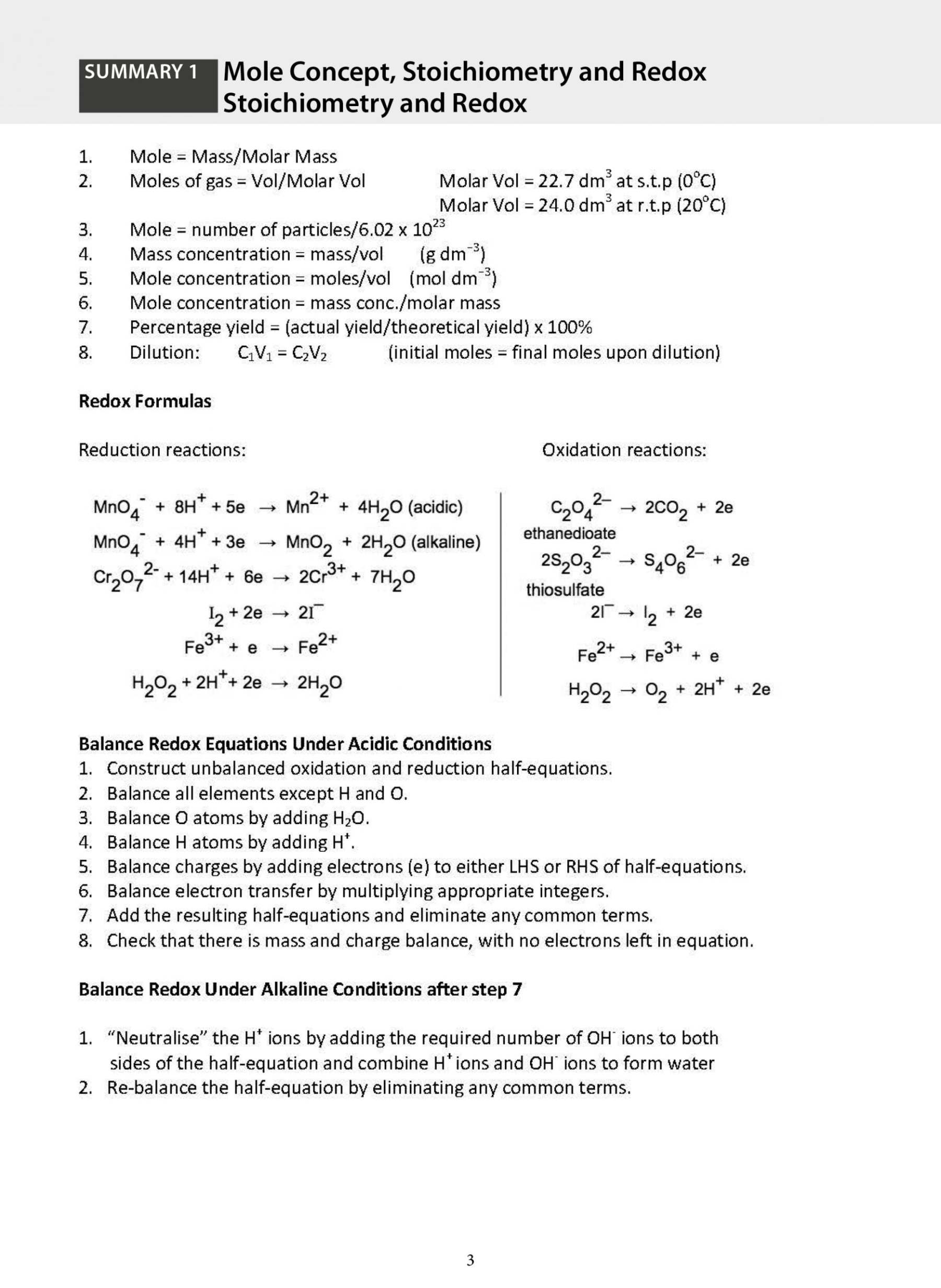 A-Level Chemistry: Key Summaries for Revision