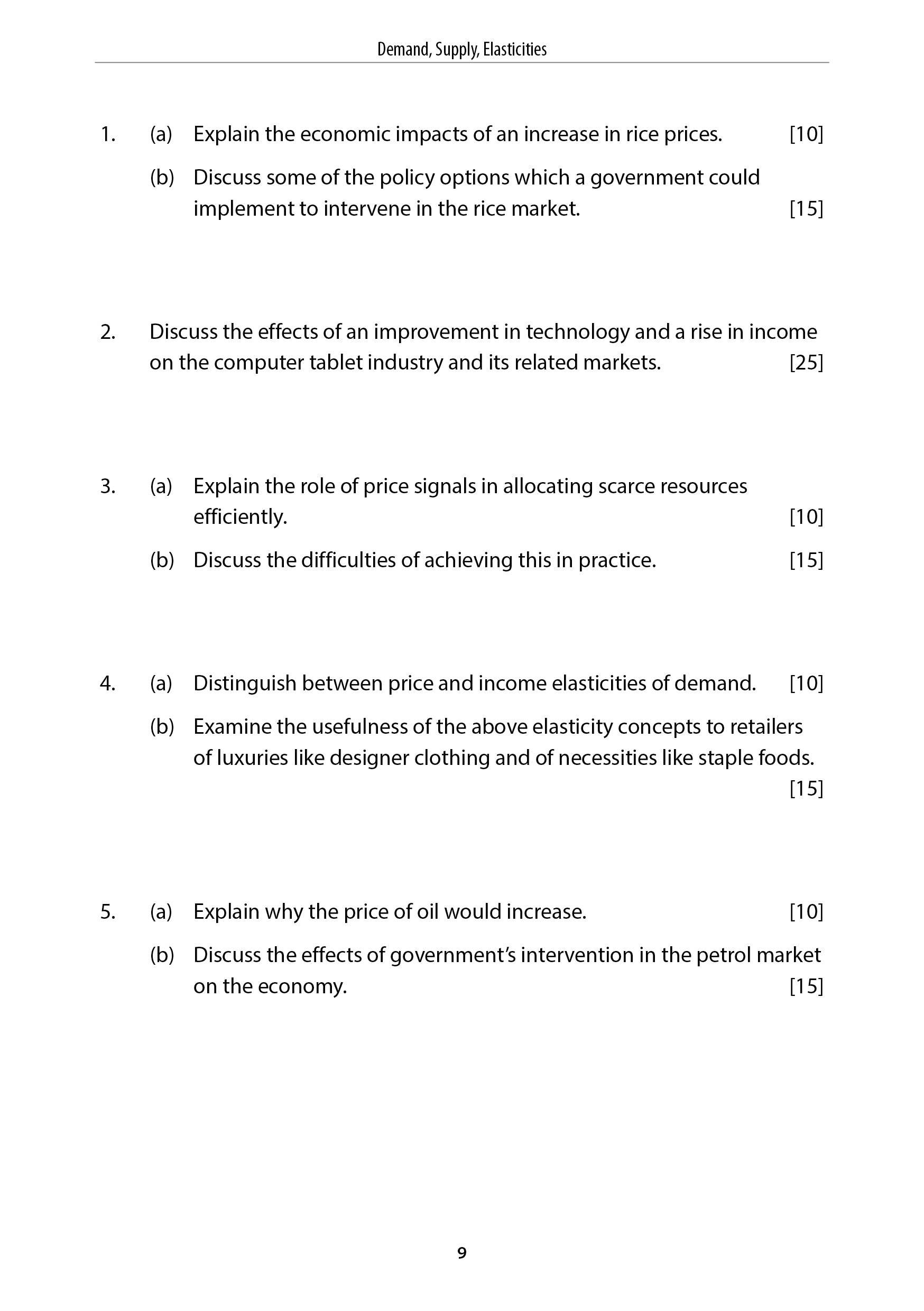 A-Level Economics: Essay Questions for Practice