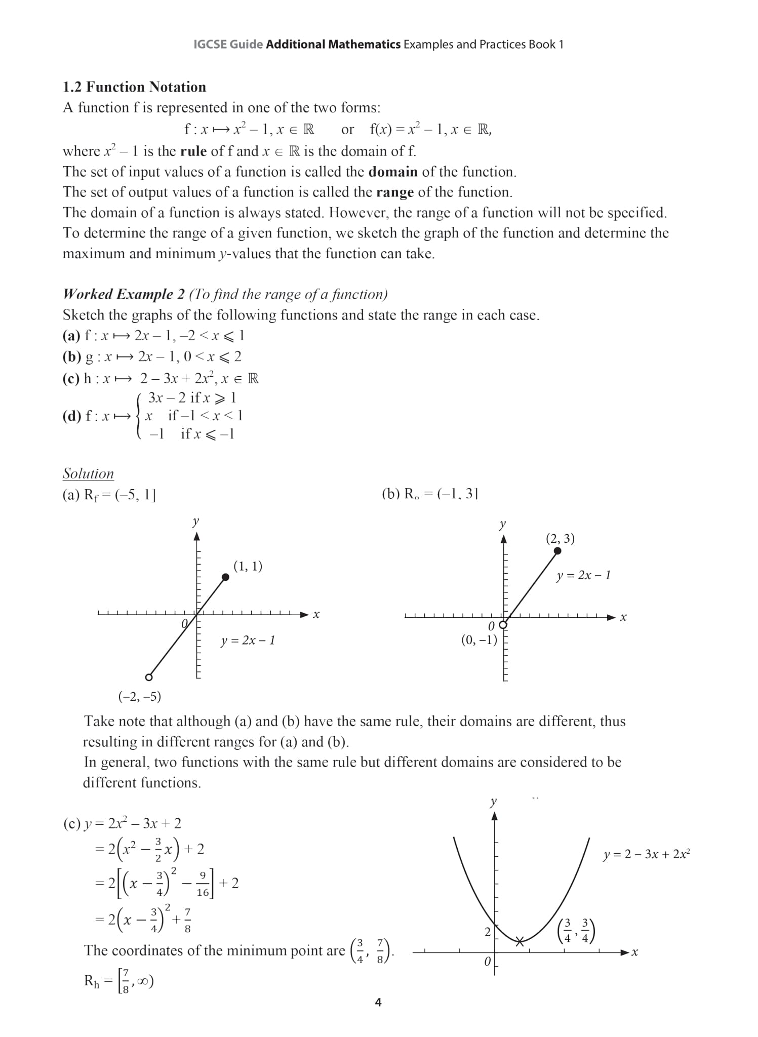 IGCSE Guide Additional Mathematics Examples & Practice Book 1