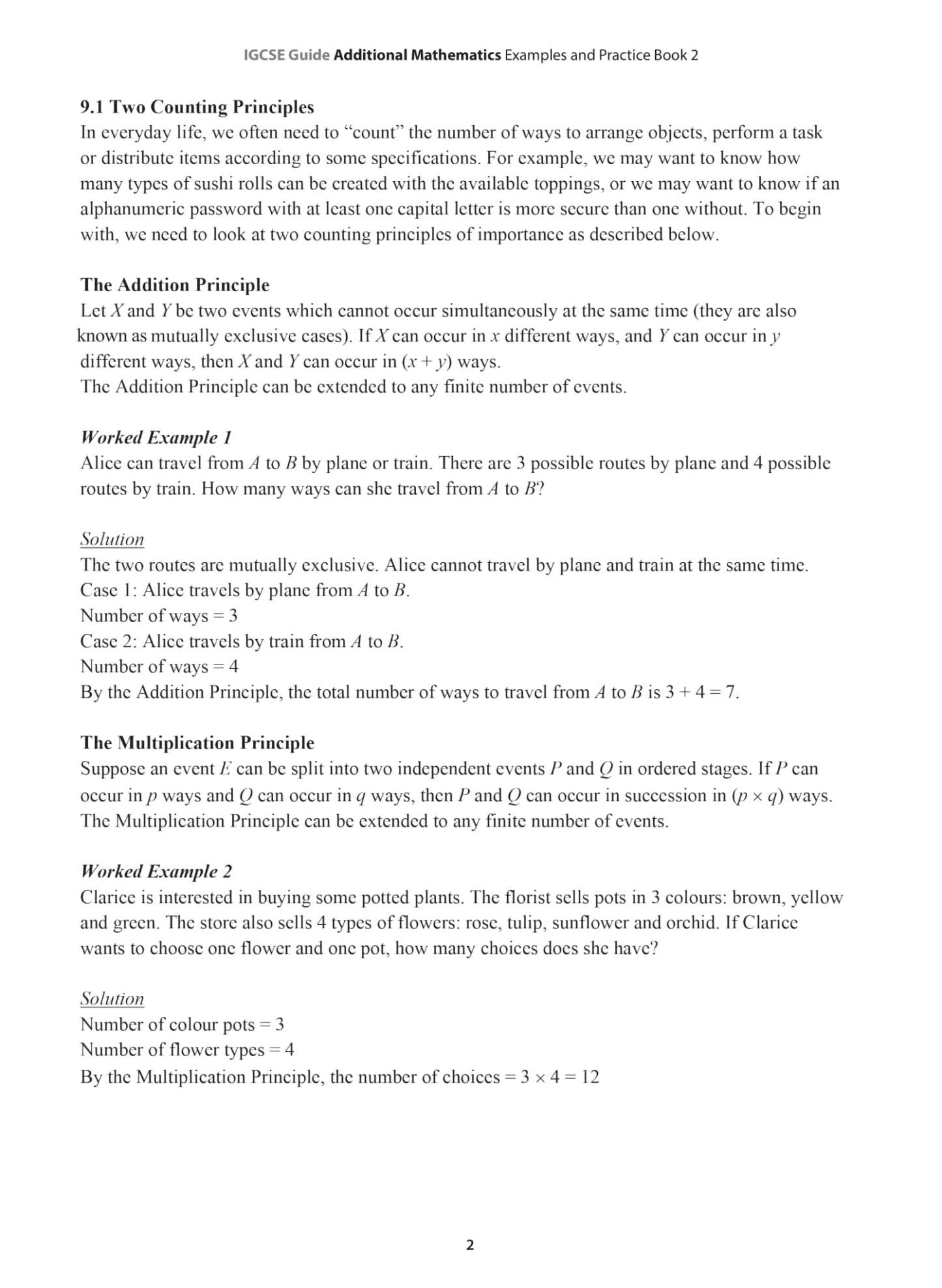 IGCSE Guide Additional Mathematics Examples & Practice Book 2