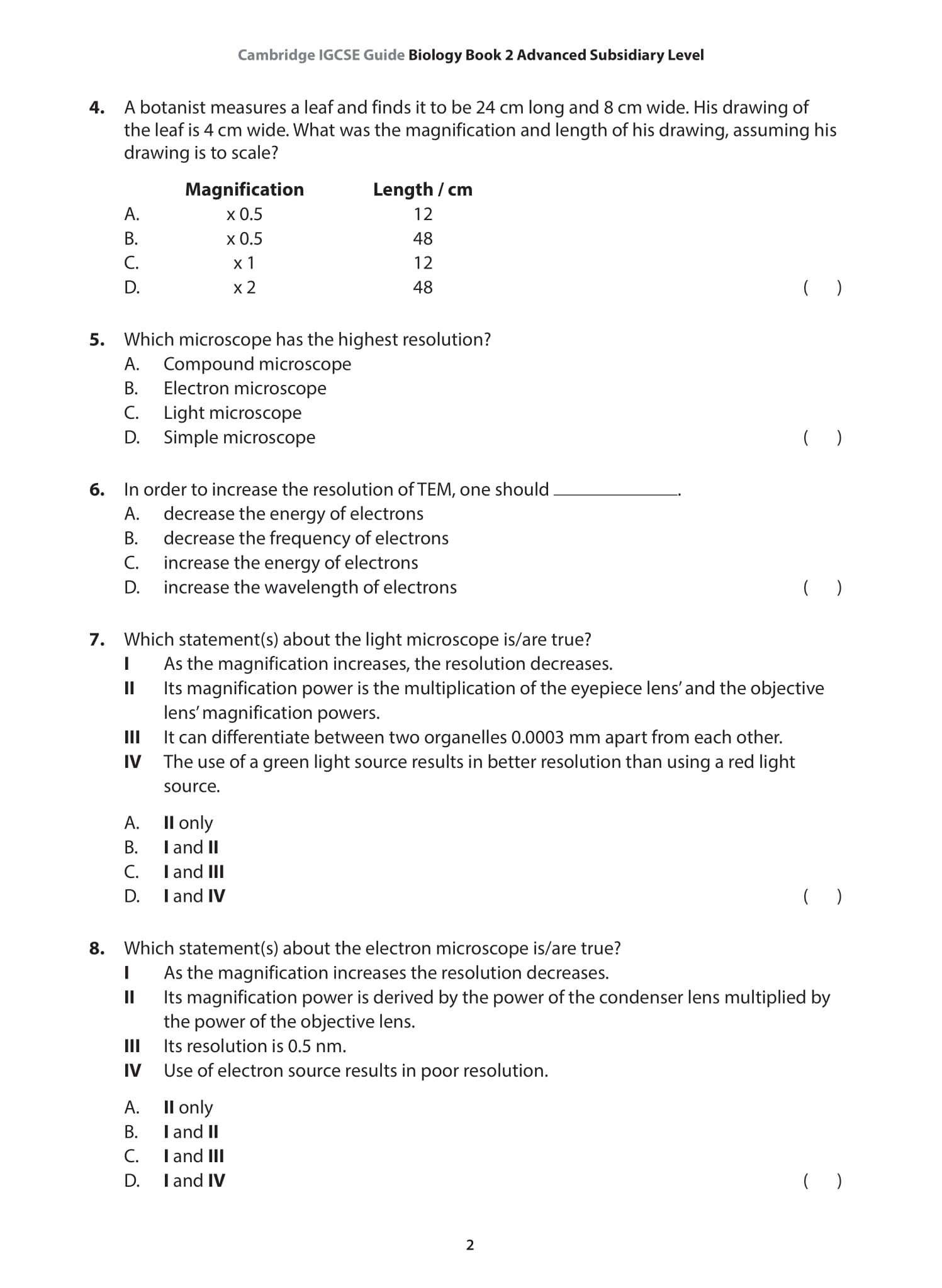 IGCSE Guide Biology Book 2  Advanced Subsidiary Level