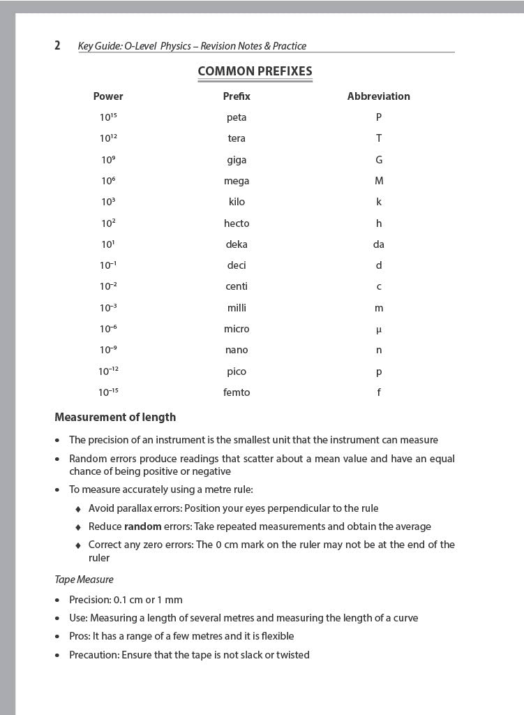 Key Guide O-Level Physics  Revision Notes & Practice