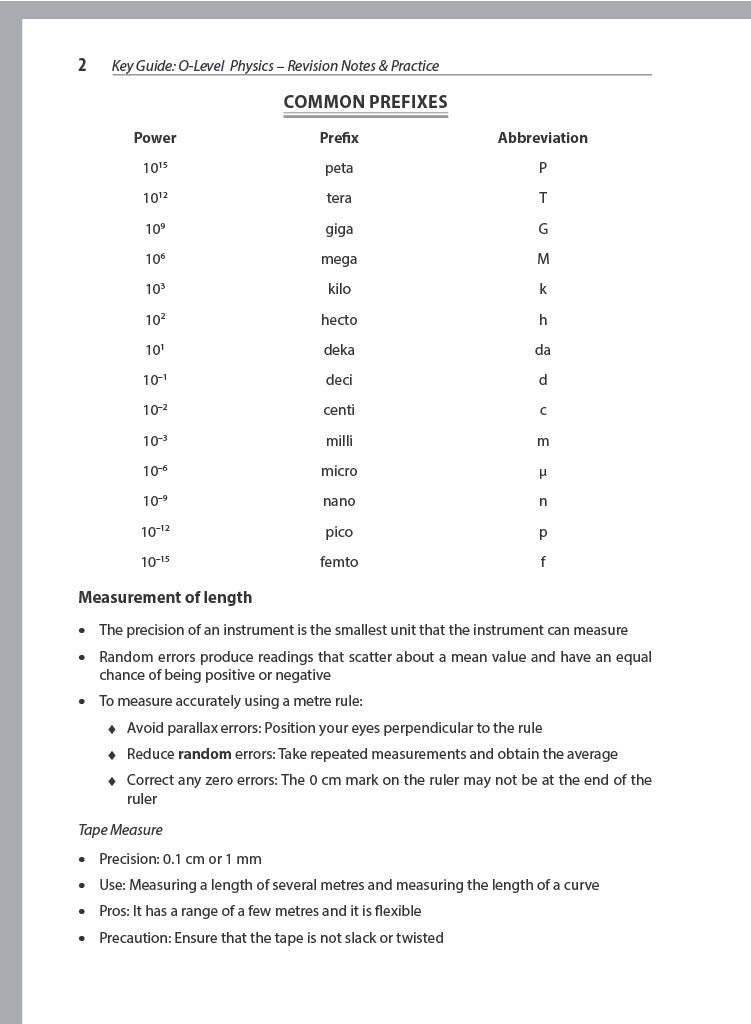 Key Guide O-Level Physics  Revision Notes & Practice