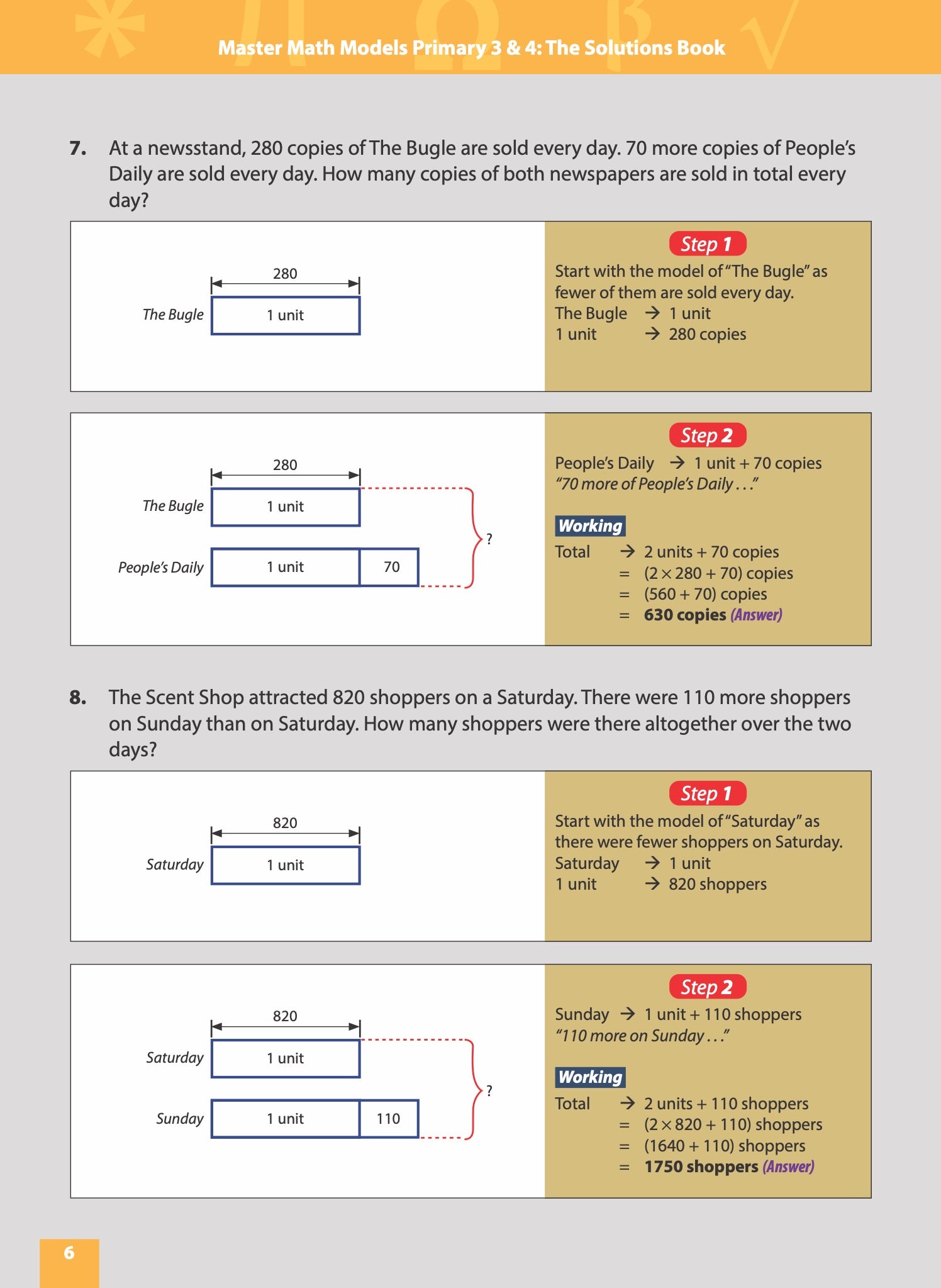 Master Math Models Primary 3 & 4  The Solutions Book