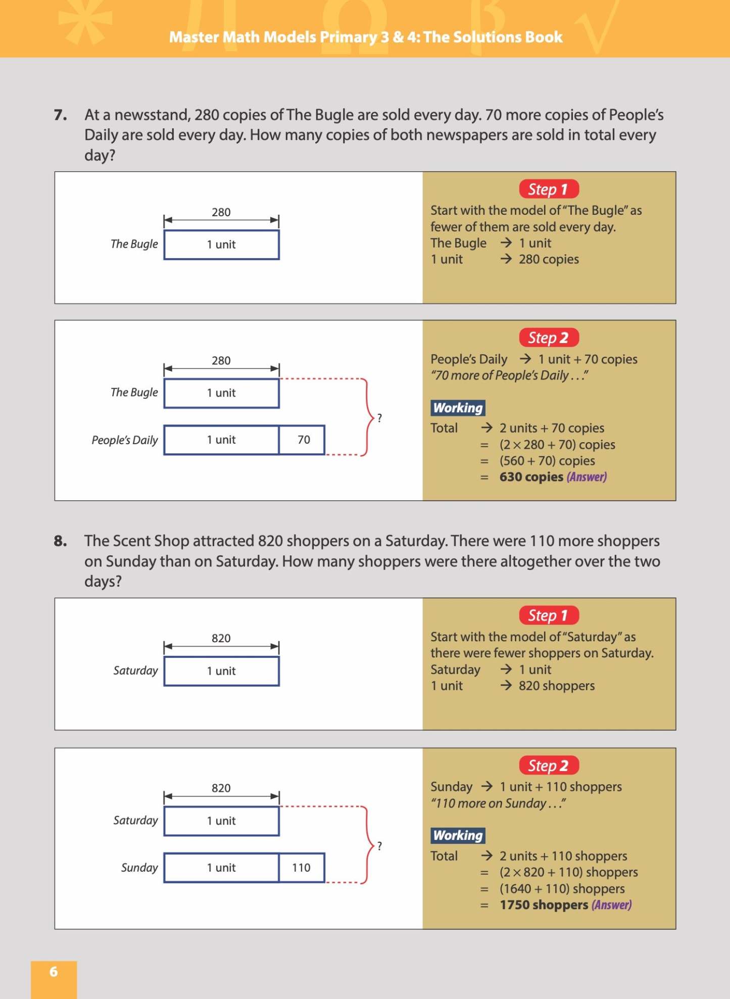 Master Math Models Primary 3 & 4  The Solutions Book