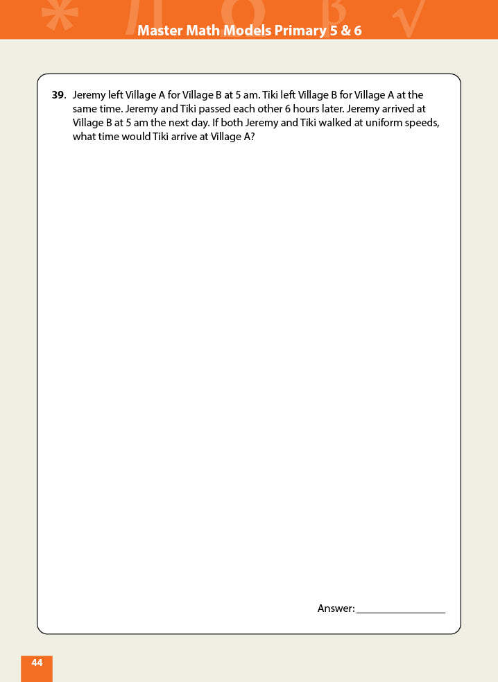 Master Math Models Primary 5 & 6 Book 3  Rate and Speed