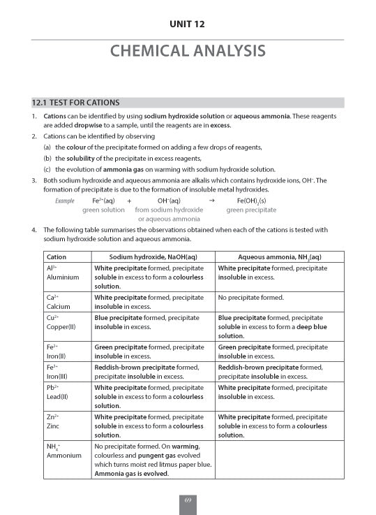 O-Level Revision Guide Science Chemistry: Key Notes & Critical Questions