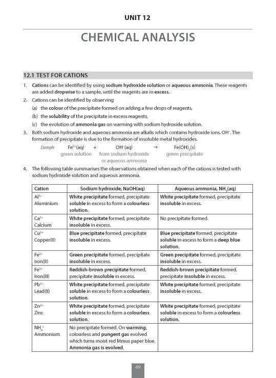 O-Level Revision Guide Science Chemistry: Key Notes & Critical Questions