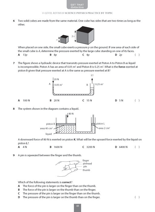 O-Level Revision Guide Science Physics Practice Questions by Topic