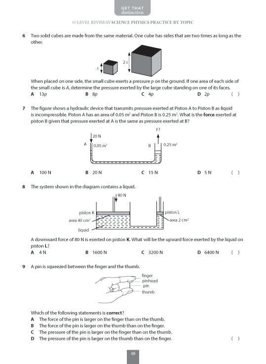 O-Level Revision Guide Science Physics Practice Questions by Topic