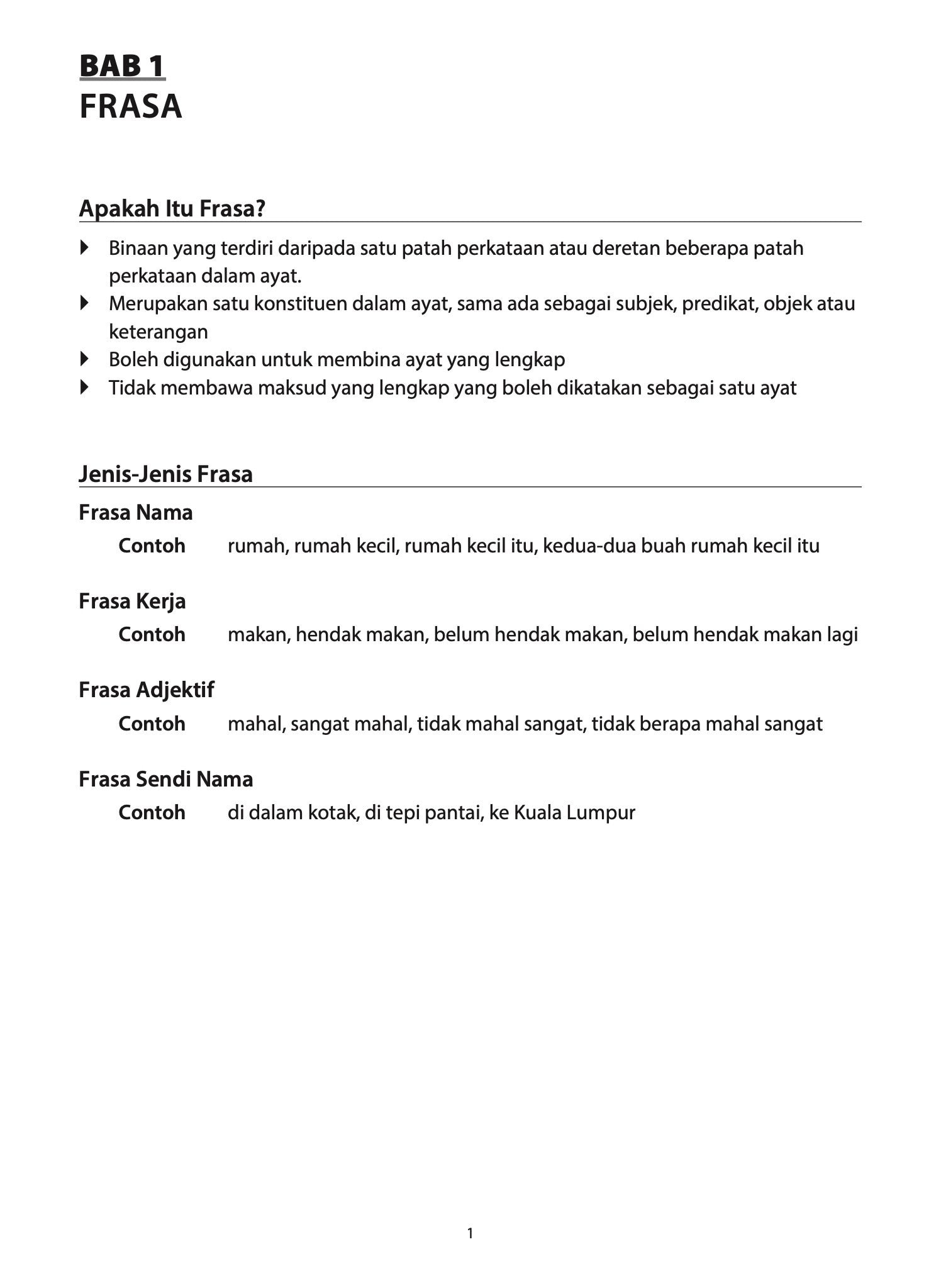 PSLE Bahasa Melayu Buku 1 Latihan Intensif Frasa