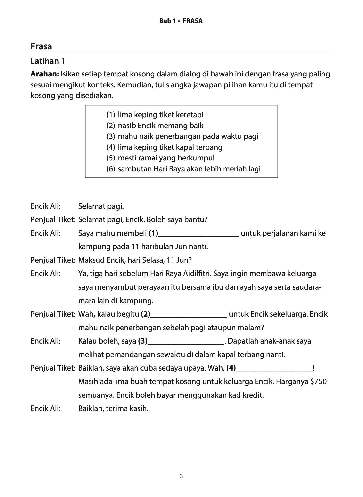 PSLE Bahasa Melayu Buku 1 Latihan Intensif Frasa