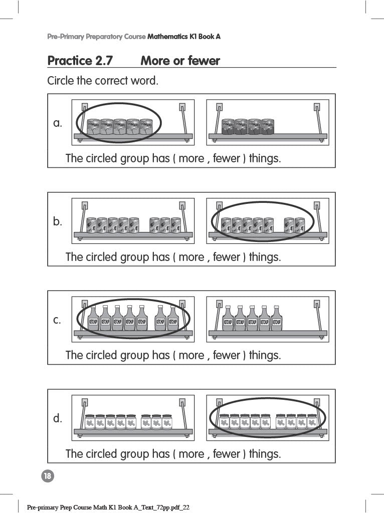 Pre-primary Preparatory Course Mathematics K1 Book A
