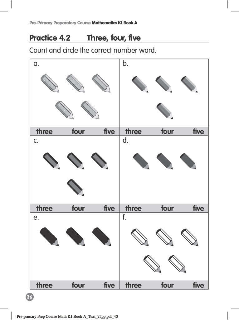 Pre-primary Preparatory Course Mathematics K1 Book A