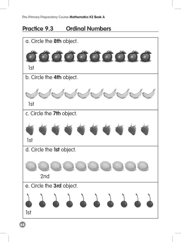 Pre-primary Preparatory Course Mathematics K2 Book A