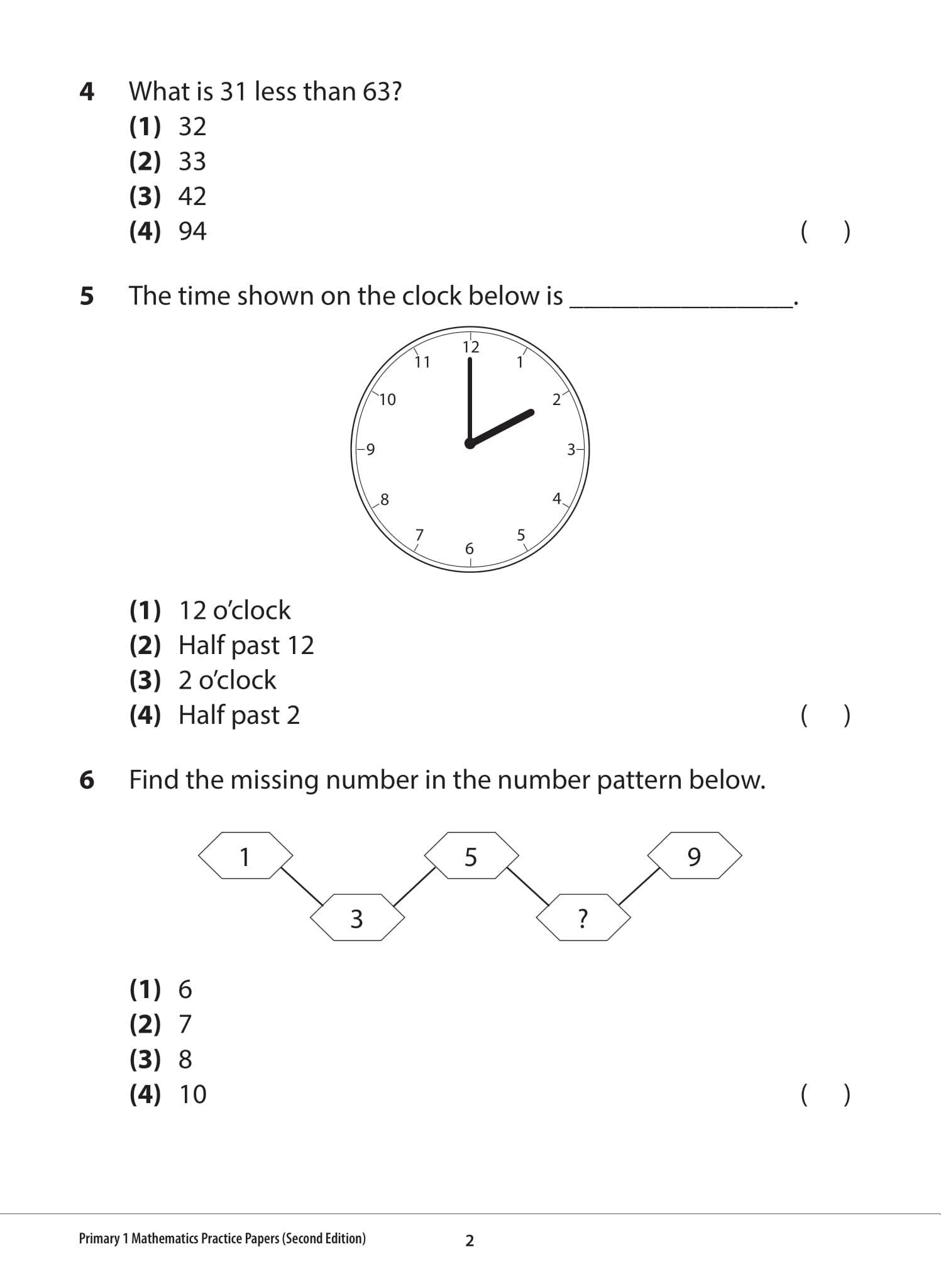 Primary 1 Mathematics Practice Papers Second Edition