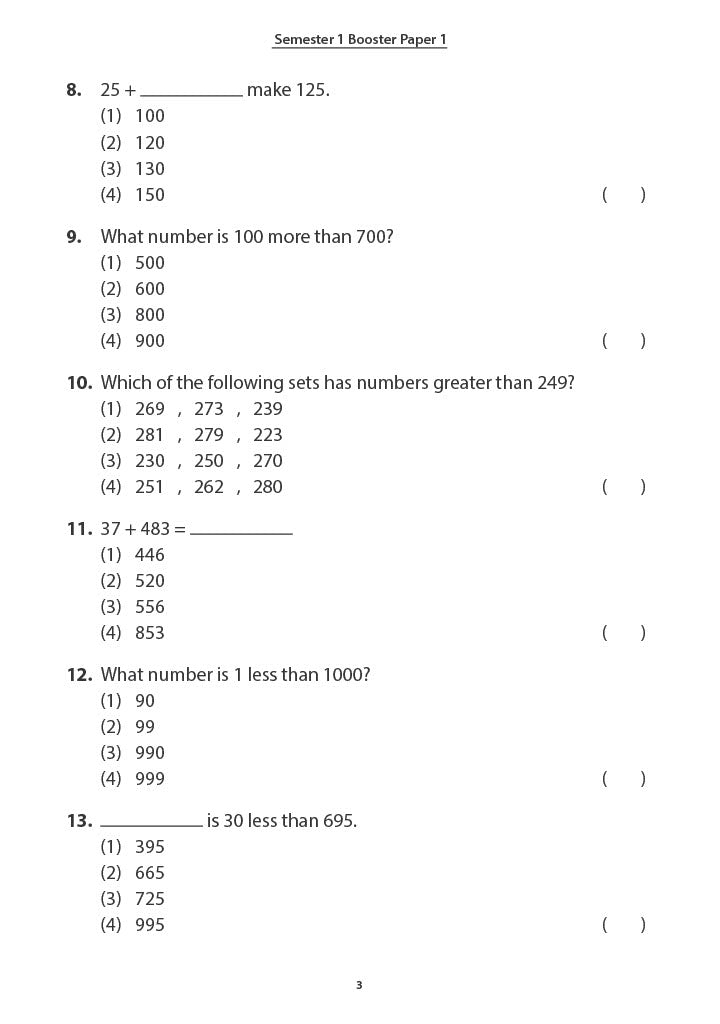 Primary 2 Mathematics Semester Booster Papers