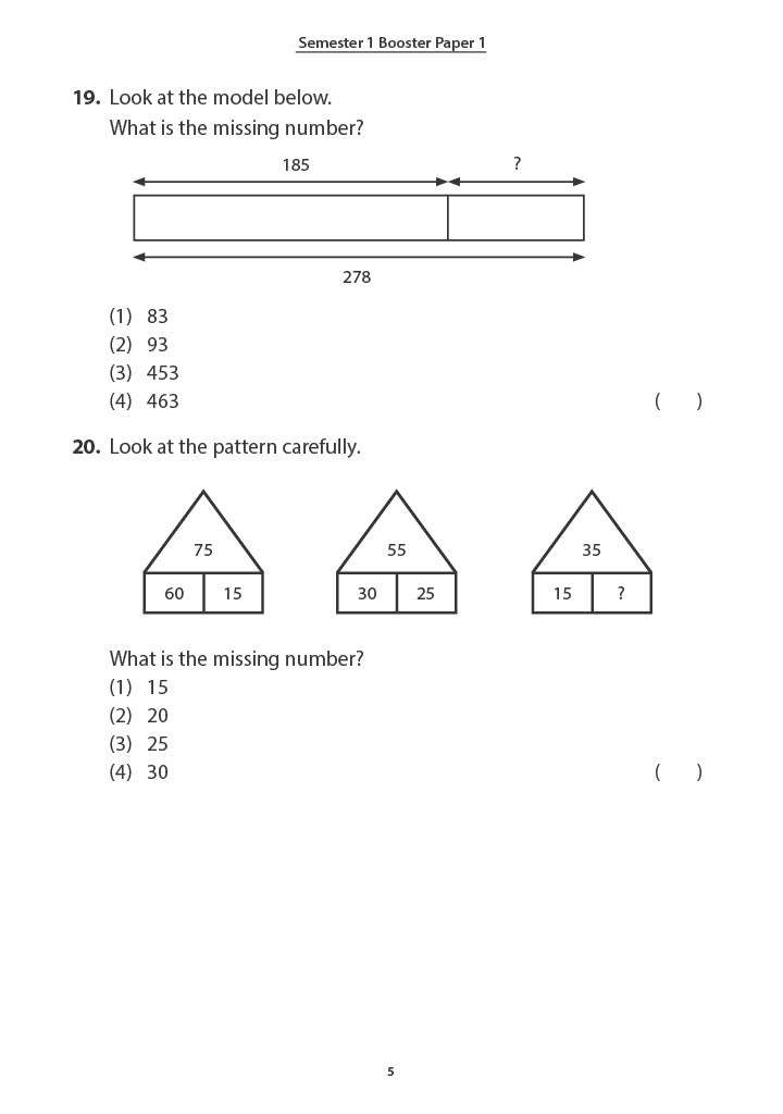 Primary 2 Mathematics Semester Booster Papers