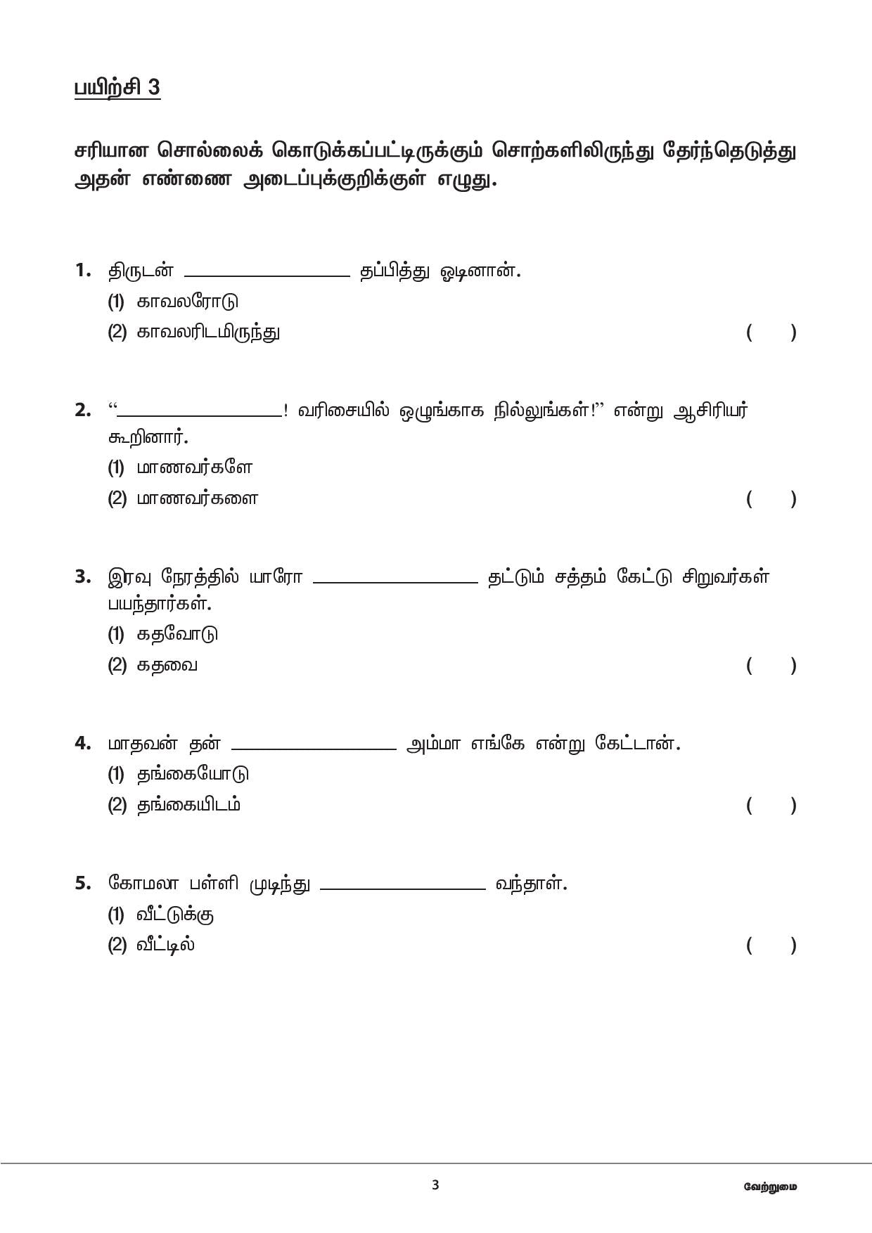 Primary 3 Tamil Topical Exercises