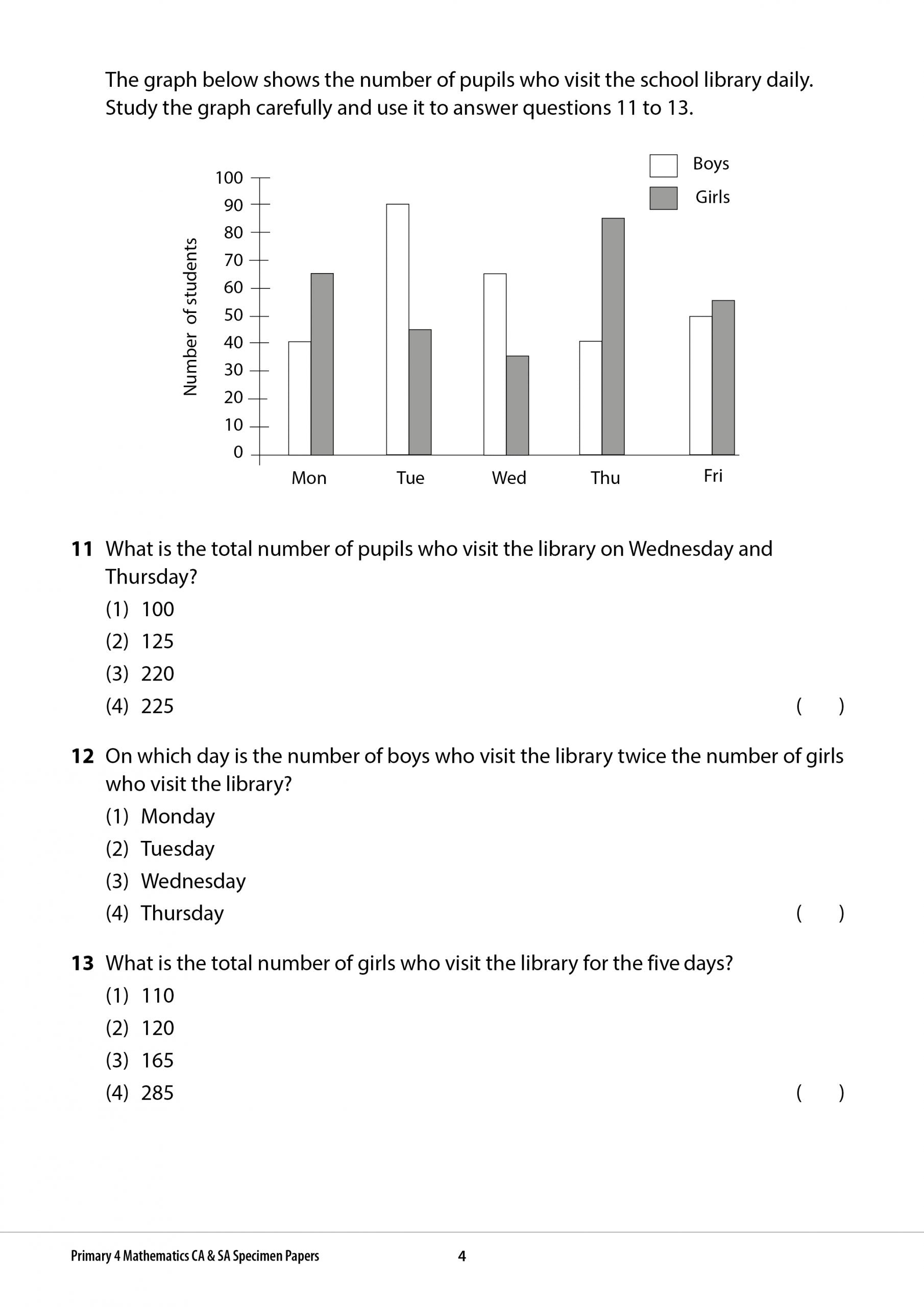 Primary 4 Mathematics CA & SA Specimen Papers