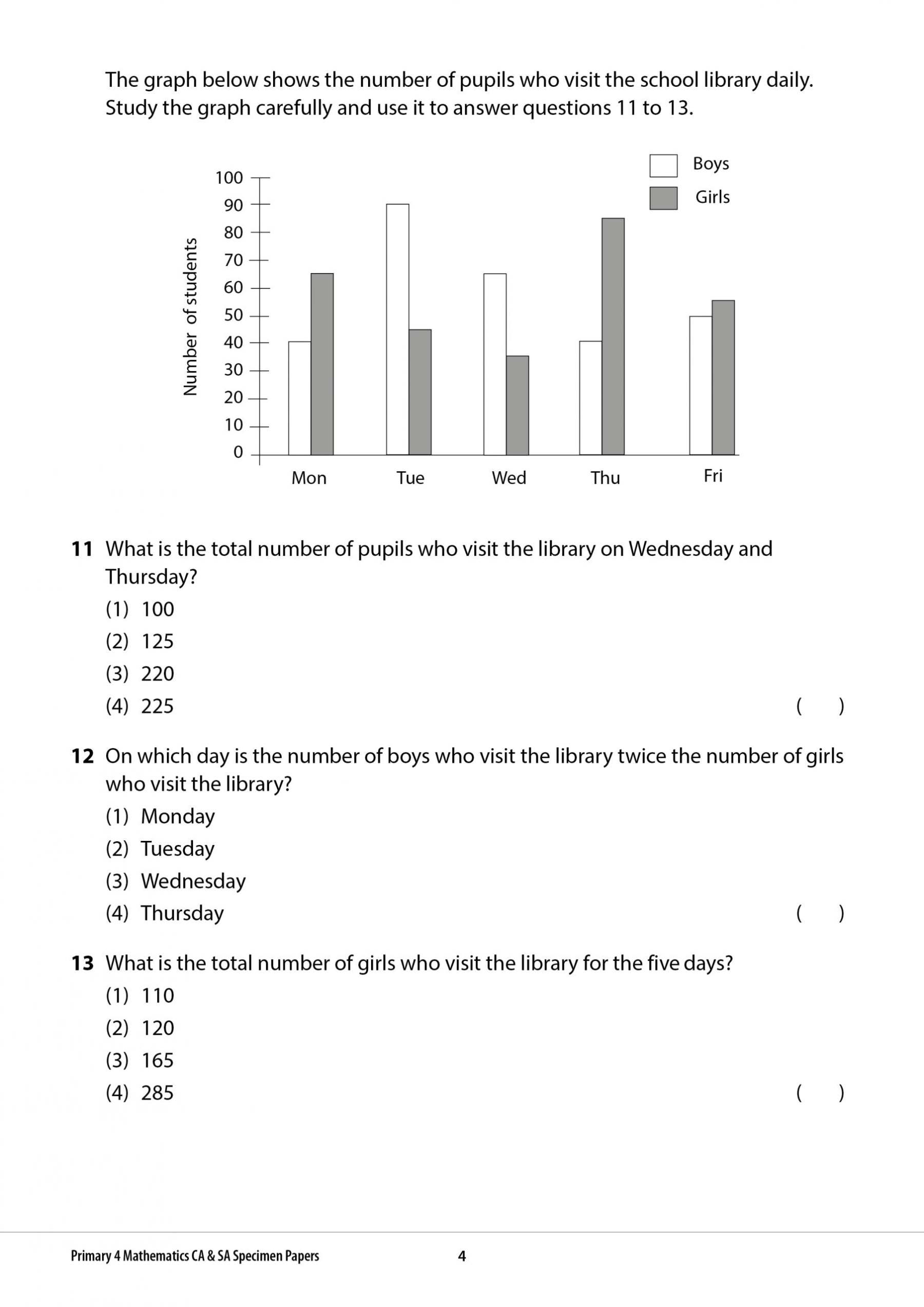 Primary 4 Mathematics CA & SA Specimen Papers