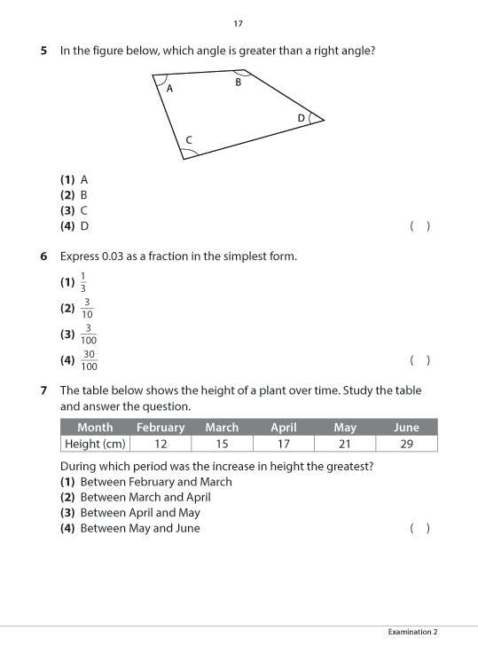 Primary 4 Mathematics Practice Papers