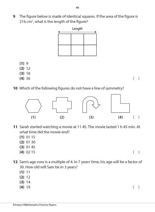 Primary 4 Mathematics Practice Papers