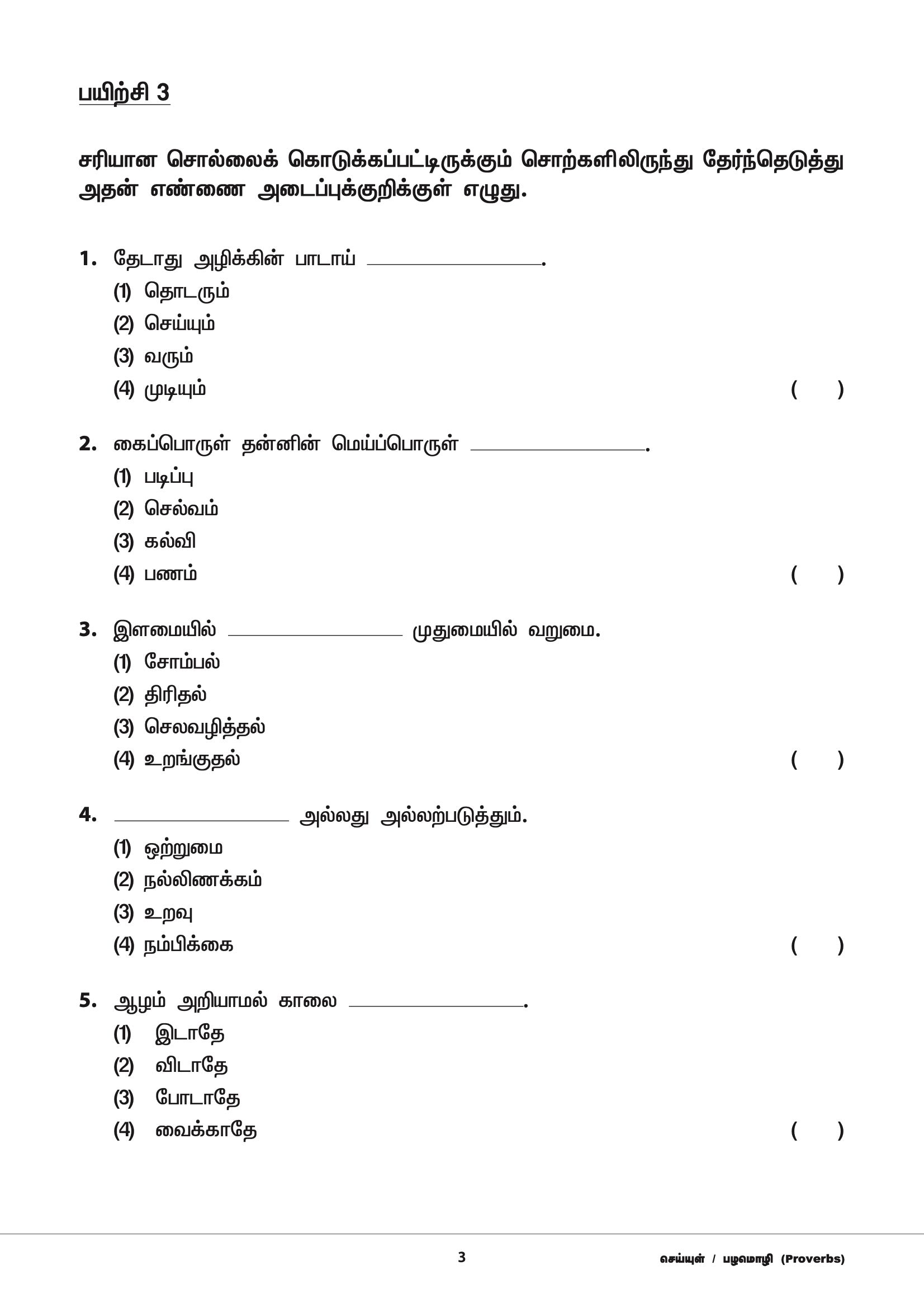 Primary 4 Tamil Topical Exercises