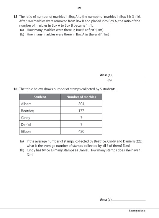 Primary 5 Mathematics Practice Papers