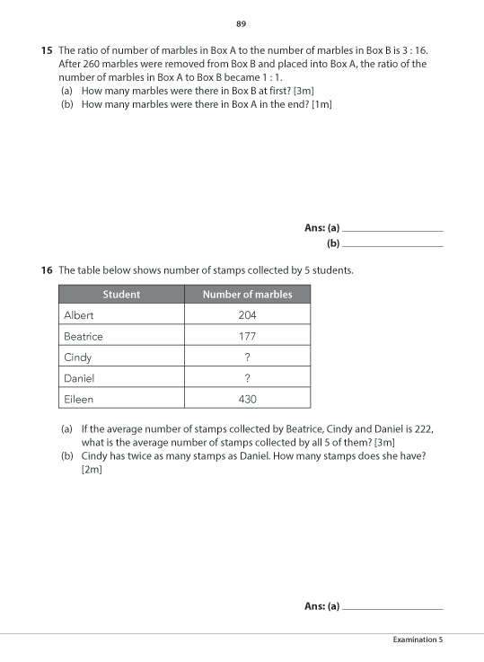 Primary 5 Mathematics Practice Papers