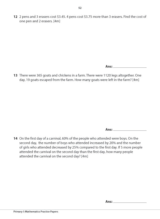 Primary 5 Mathematics Practice Papers