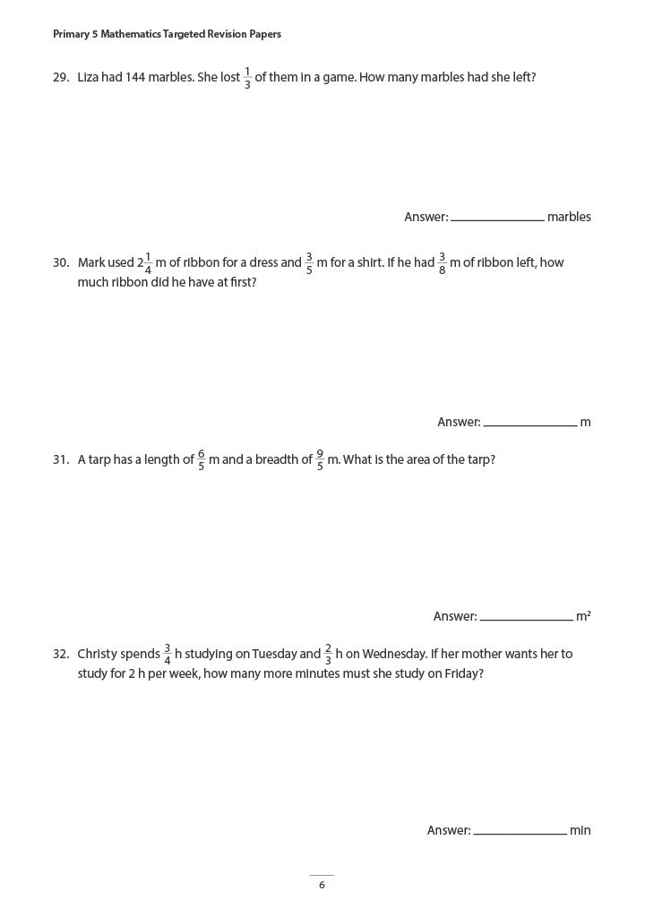 Primary 5 Mathematics Targeted Revision Papers