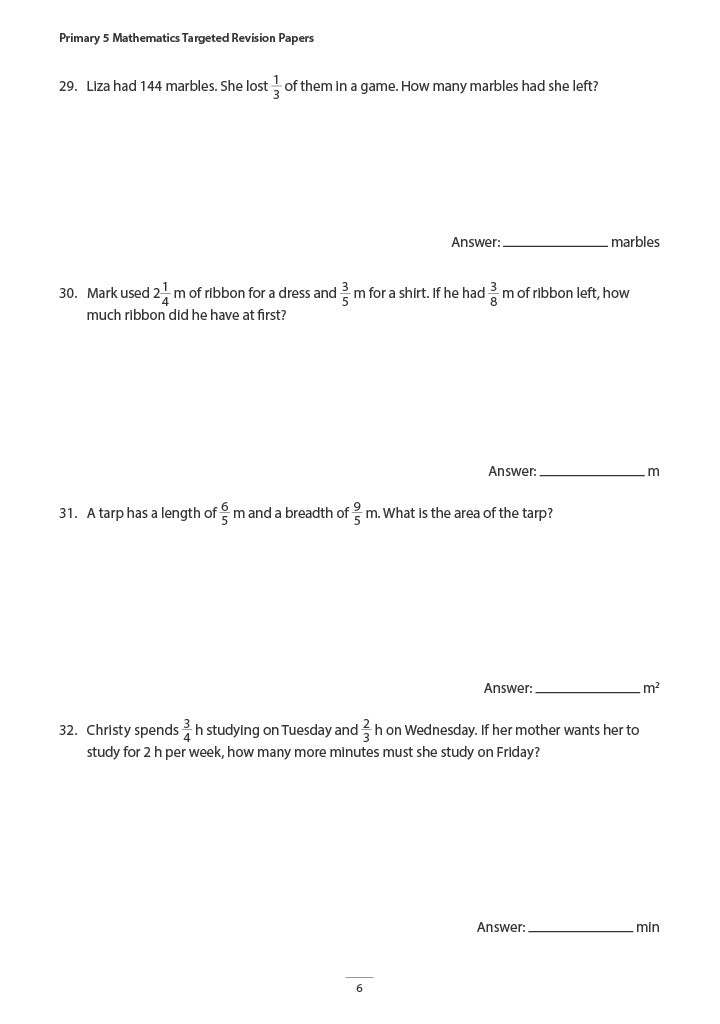 Primary 5 Mathematics Targeted Revision Papers