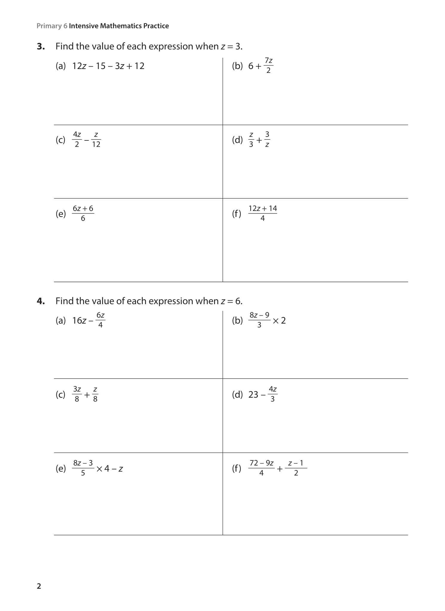 Primary 6 Intensive Mathematics Practice