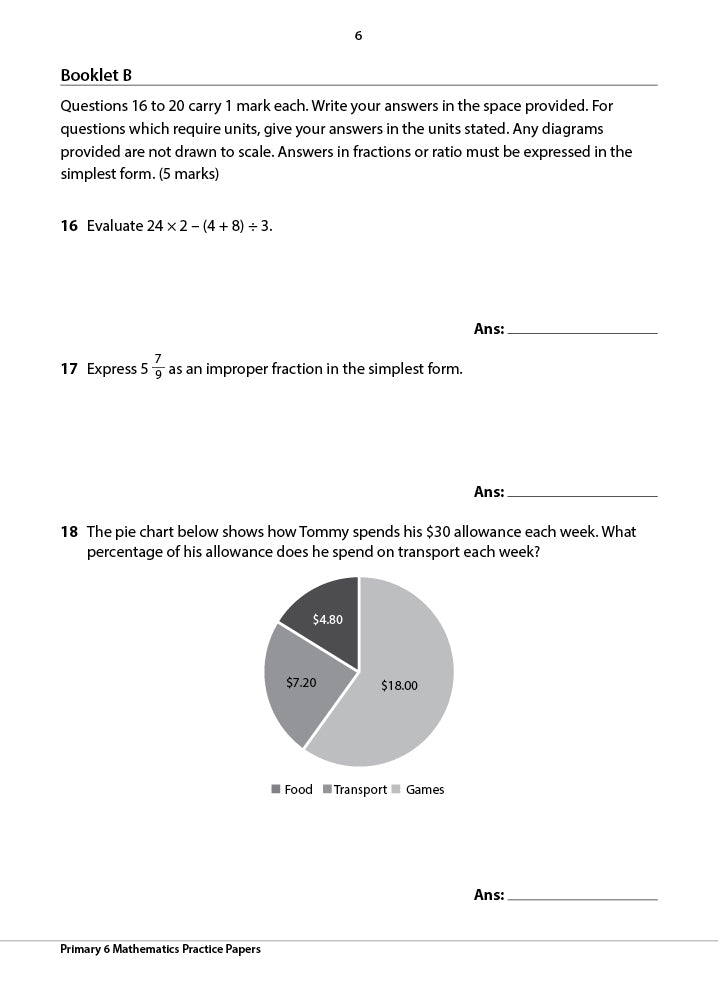 Primary 6 Mathematics Practice Papers