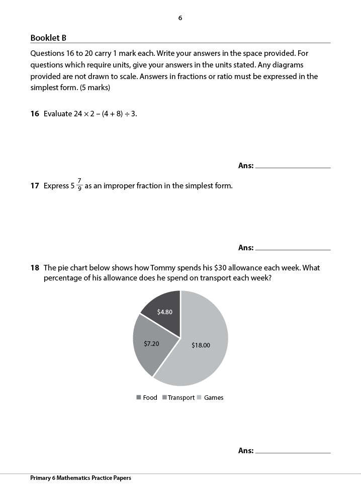 Primary 6 Mathematics Practice Papers