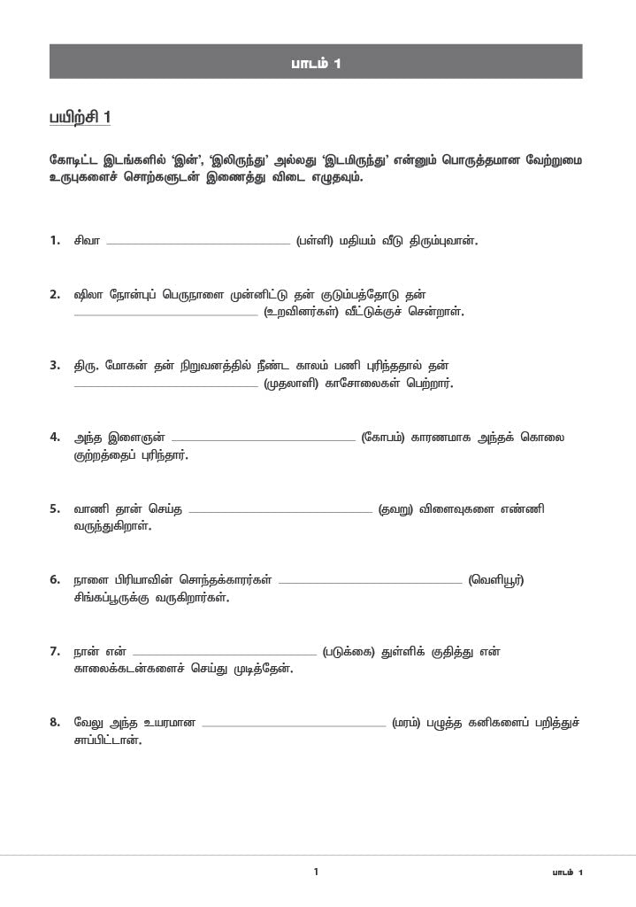 Primary 6 Tamil Topical Exercises