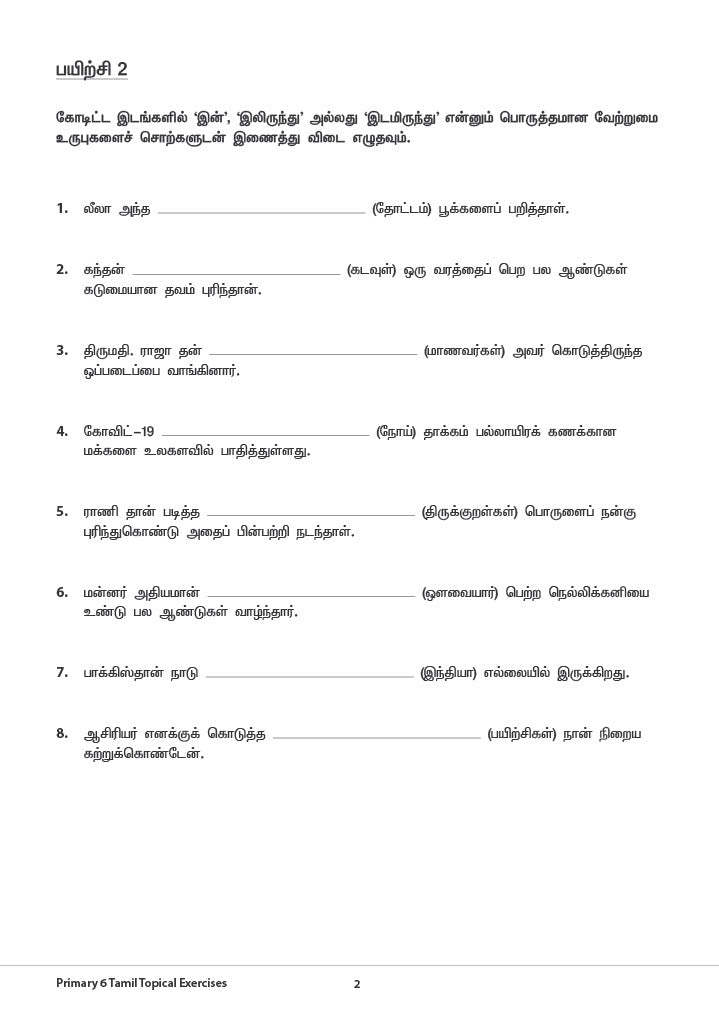 Primary 6 Tamil Topical Exercises