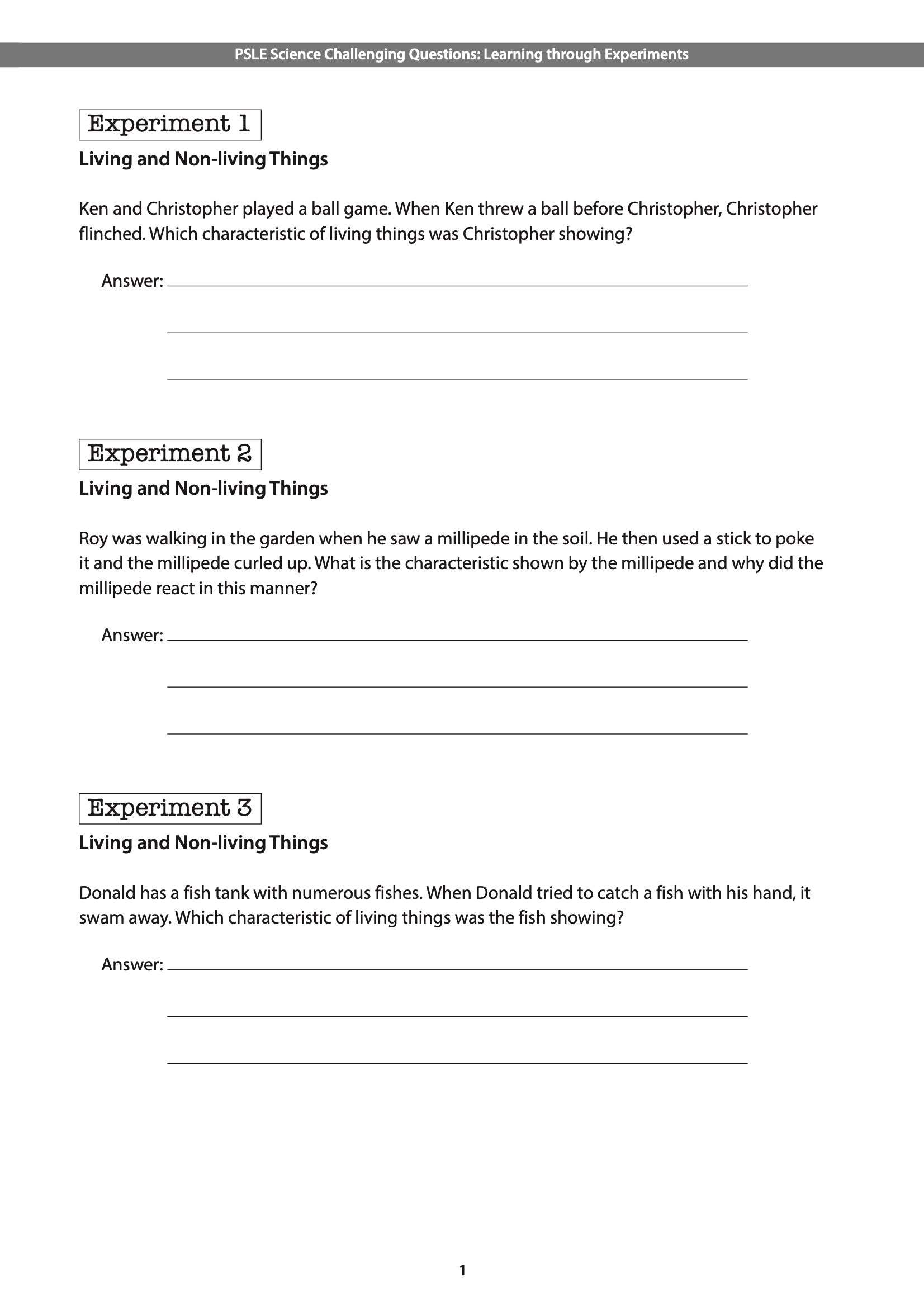 Score AL1 for Science PSLE Science Challenging Questions  Learning through Experiments